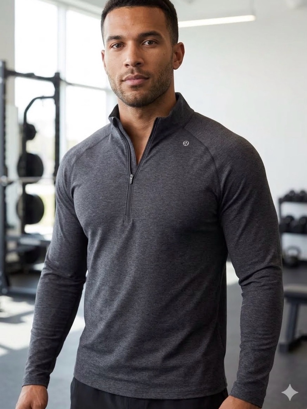 Lululemon Men's Heathered Grey
Half Zip Long Sleeve Pullover
Size Medium